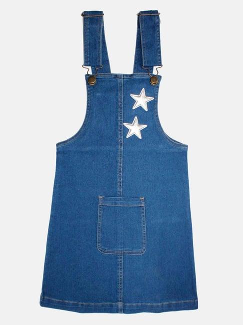 kiddopanti kids blue applique dungaree