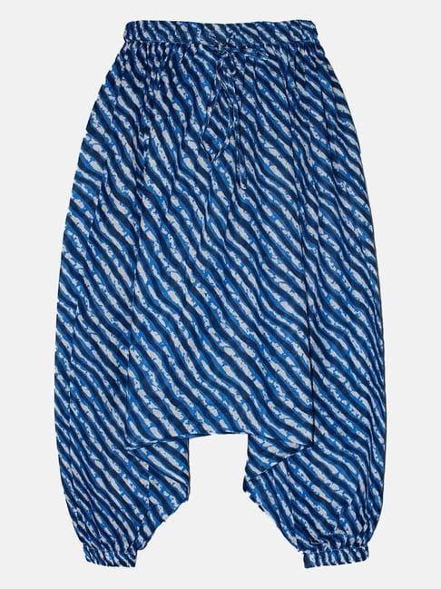kiddopanti kids blue printed jodhpuri pants