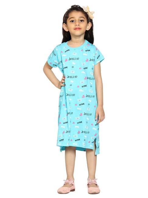 kiddopanti kids blue printed night dress