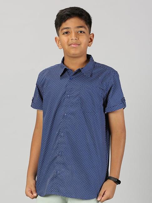 kiddopanti kids blue printed shirt