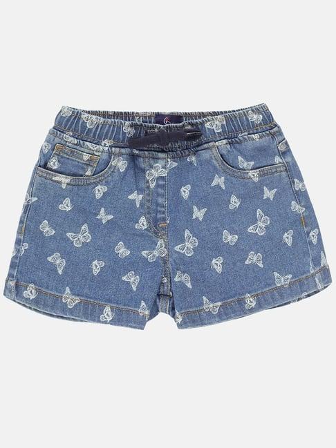 kiddopanti kids blue printed shorts