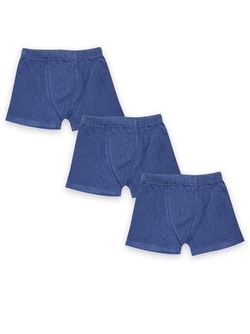 kiddopanti kids blue solid boxer shorts (pack of 3)