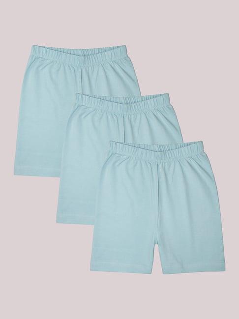 kiddopanti kids blue solid cycling shorts (pack of 3)