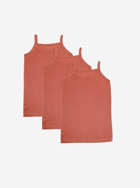 kiddopanti kids brown solid camisole (pack of 3)