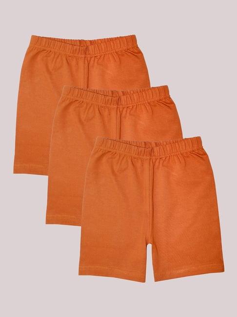 kiddopanti kids brown solid cycling shorts (pack of 3)