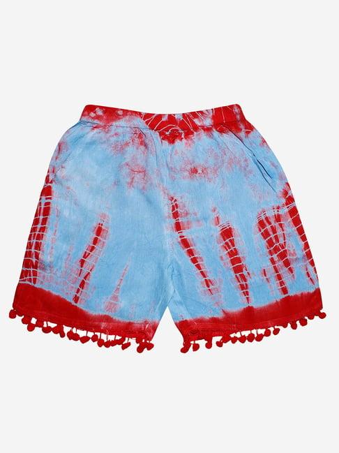 kiddopanti kids coral & blue tie & dye shorts