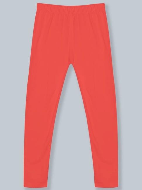 kiddopanti kids coral red regular fit leggings