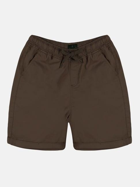 kiddopanti kids dark brown solid shorts