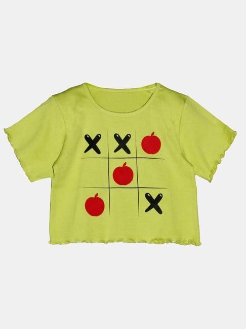 kiddopanti kids green cotton printed tee