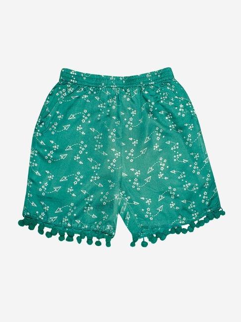 kiddopanti kids green printed shorts