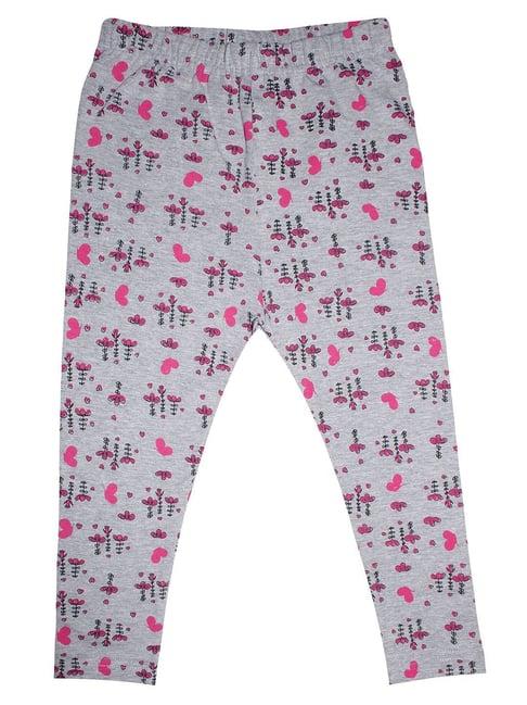 kiddopanti kids grey melange printed leggings