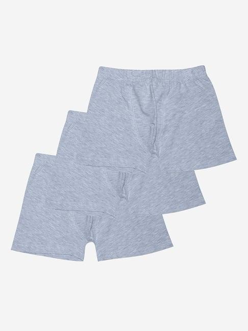 kiddopanti kids grey melange solid boxer shorts (pack of 3)