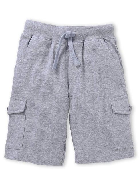 kiddopanti kids grey melange textured cargo shorts