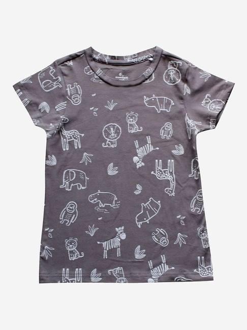 kiddopanti kids grey printed t-shirt