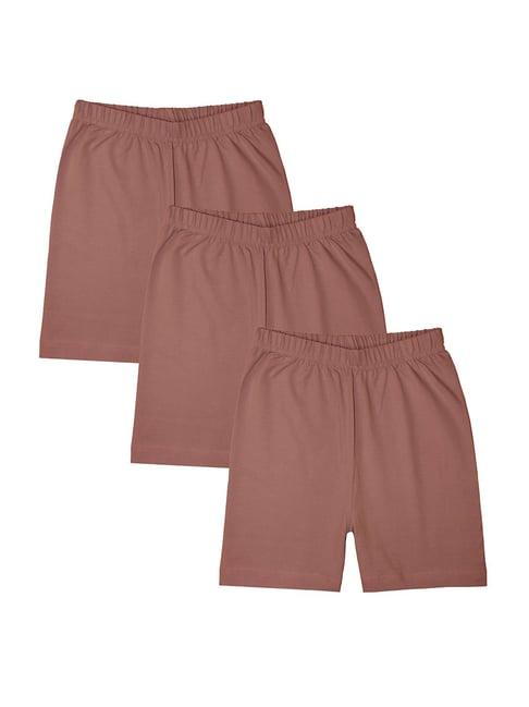 kiddopanti kids mauve solid cycling shorts (pack of 3)