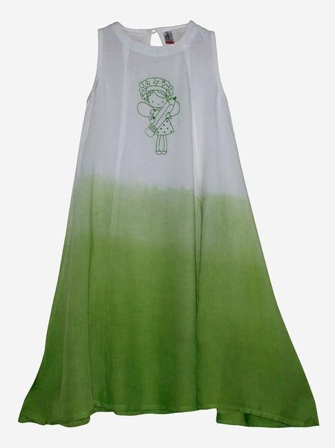 kiddopanti kids mint green & white embroidered kurta
