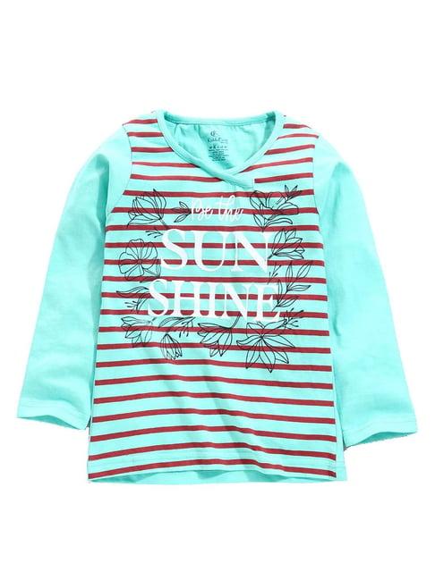 kiddopanti kids mint green printed full sleeves t-shirt