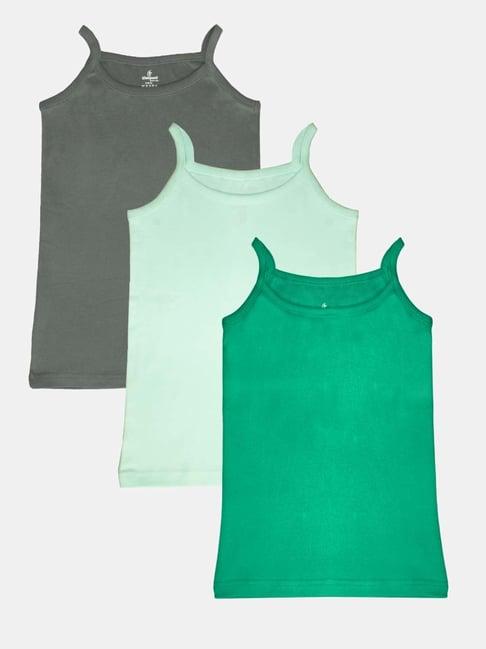 kiddopanti kids multicolor cotton regular fit camisole (pack of 3)