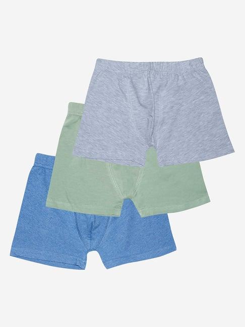 kiddopanti kids multicolor solid boxer shorts (pack of 3)