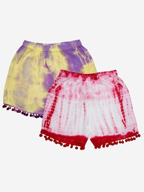 kiddopanti kids multicolor tie & dye shorts (pack of 2)