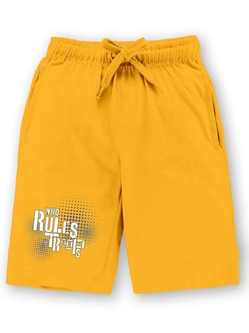 kiddopanti kids mustard printed shorts