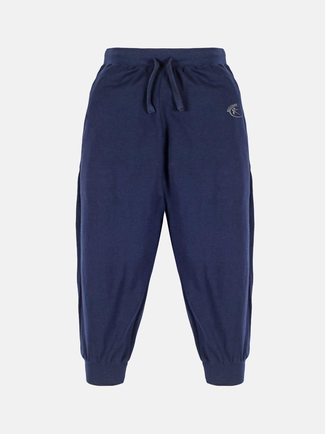 kiddopanti kids navy blue solid pure cotton joggers