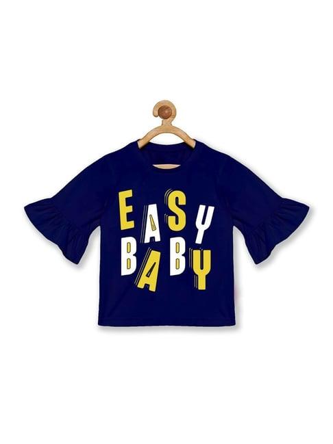 kiddopanti kids navy cotton printed tee