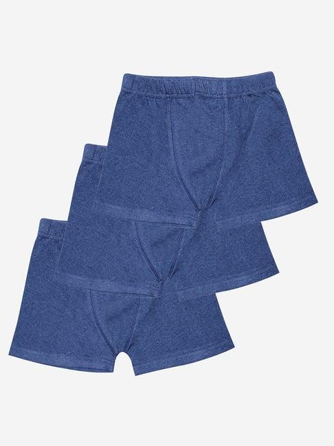 kiddopanti kids navy solid boxer shorts (pack of 3)