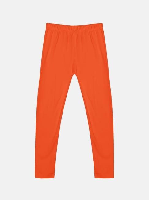 kiddopanti kids orange solid leggings