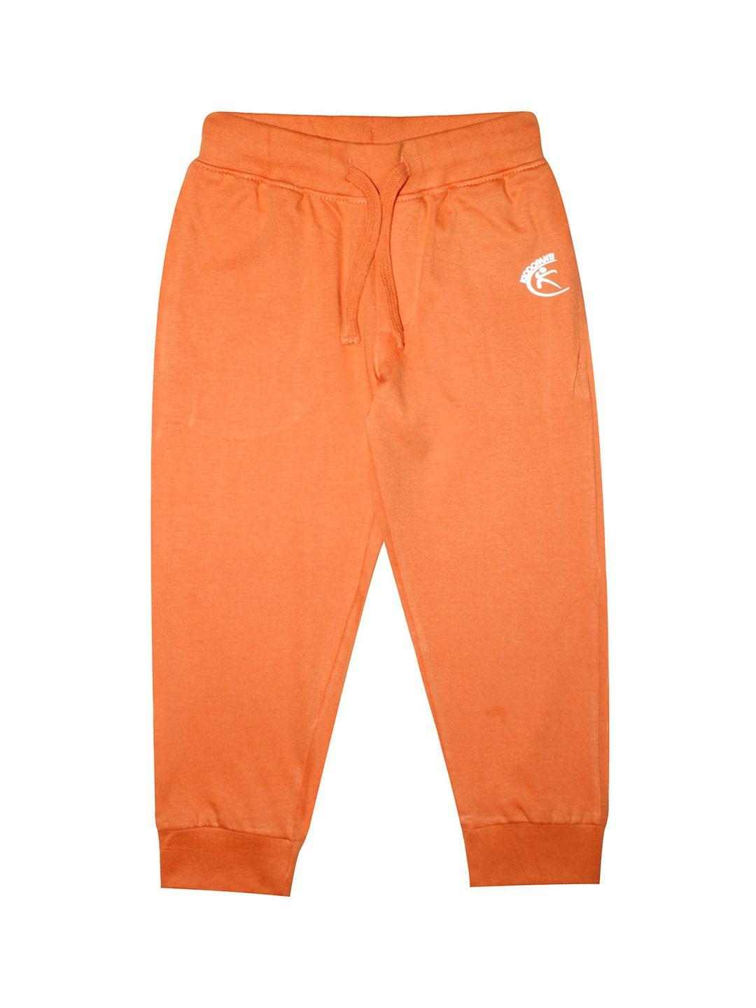 kiddopanti kids orange solid pure cotton joggers