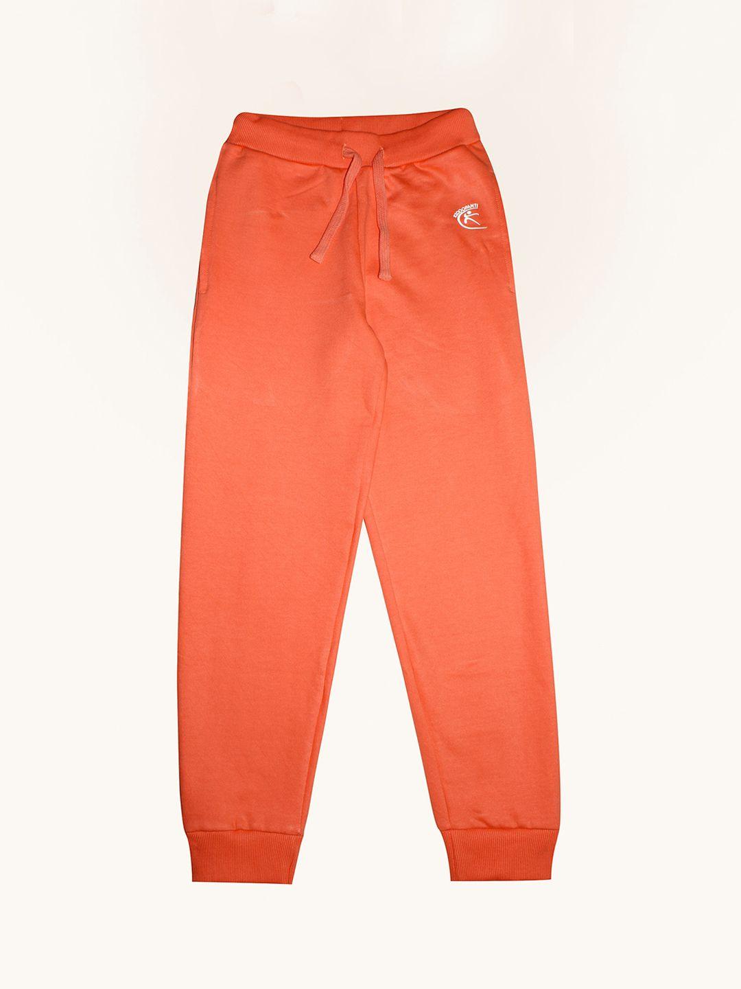 kiddopanti kids orange solid pure cotton joggers