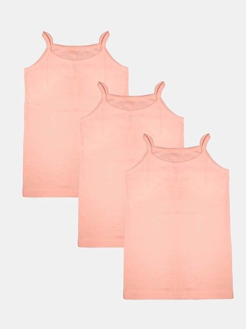 kiddopanti kids peach cotton regular fit camisole (pack of 3)