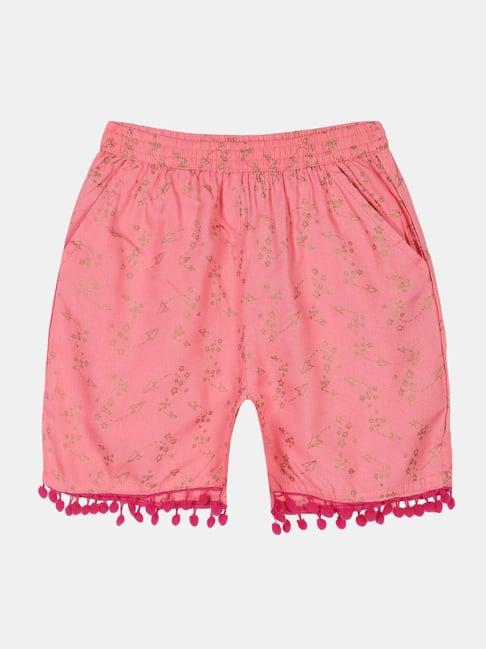 kiddopanti kids peach printed shorts