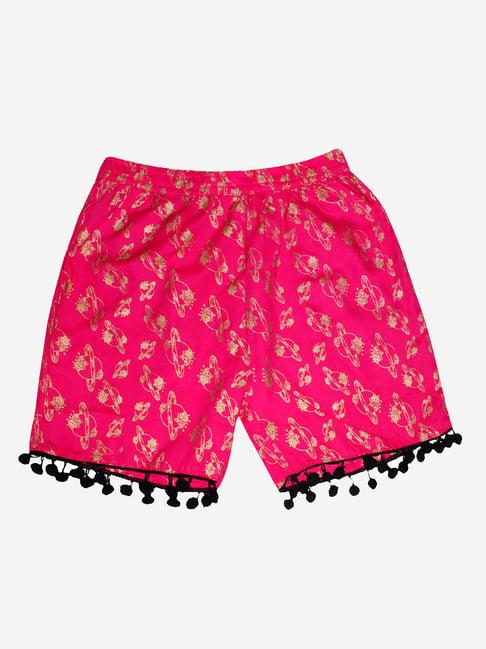 kiddopanti kids pink printed shorts