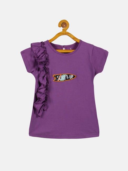 kiddopanti kids purple embroidered t-shirt