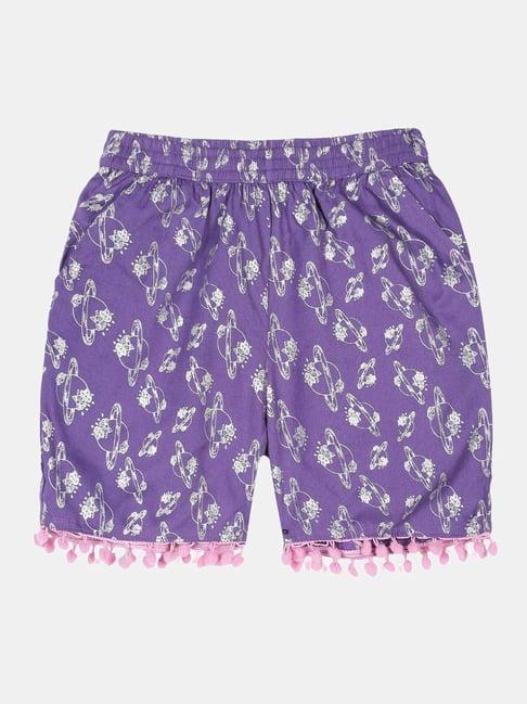kiddopanti kids purple printed shorts