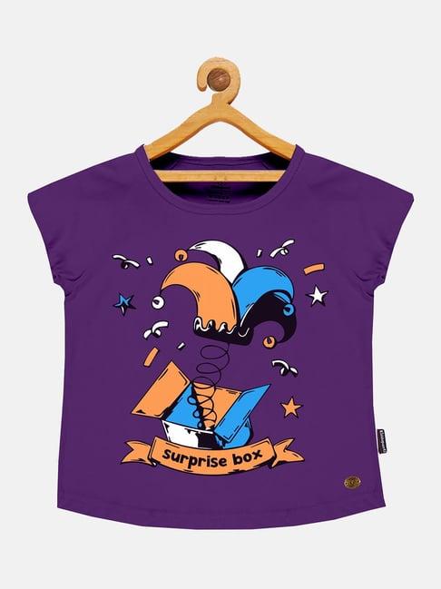 kiddopanti kids purple printed t-shirt