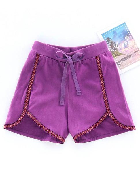 kiddopanti kids purple solid shorts