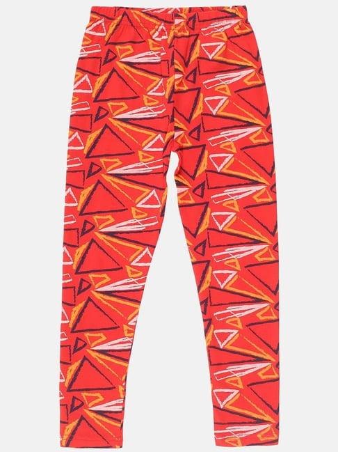 kiddopanti kids red printed leggings