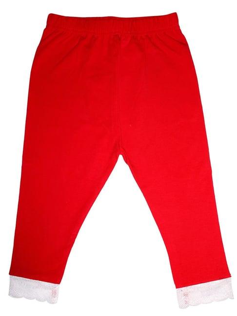 kiddopanti kids red solid leggings