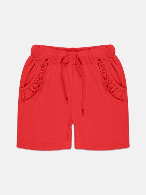 kiddopanti kids red solid shorts