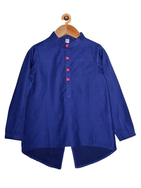 kiddopanti kids royal blue solid full sleeves kurti