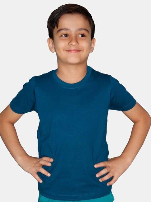 kiddopanti kids teal blue cotton regular fit tee