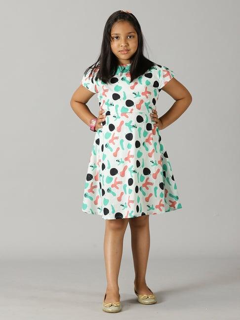 kiddopanti kids white printed dress