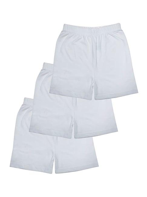 kiddopanti kids white solid cycling shorts (pack of 3)