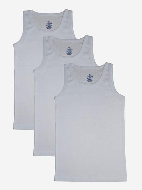 kiddopanti kids white solid vest (pack of 3)