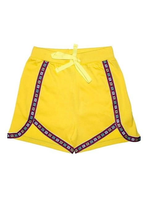 kiddopanti kids yellow embroidered shorts