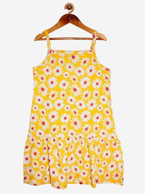 kiddopanti kids yellow floral print dress