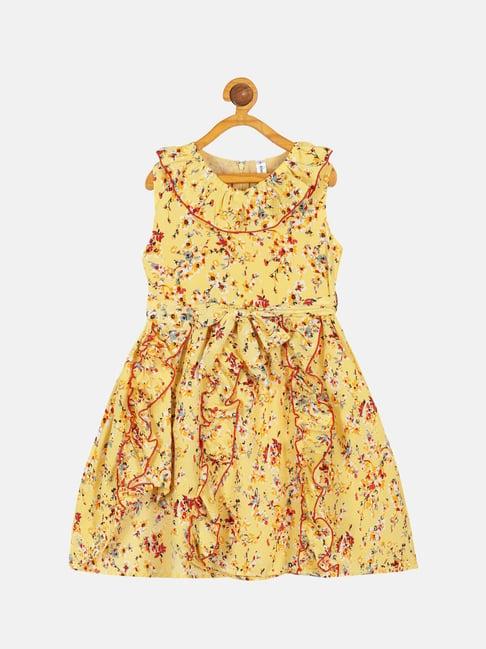 kiddopanti kids yellow floral print dress