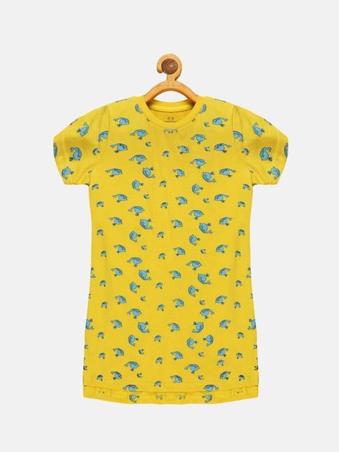 kiddopanti kids yellow printed night dress